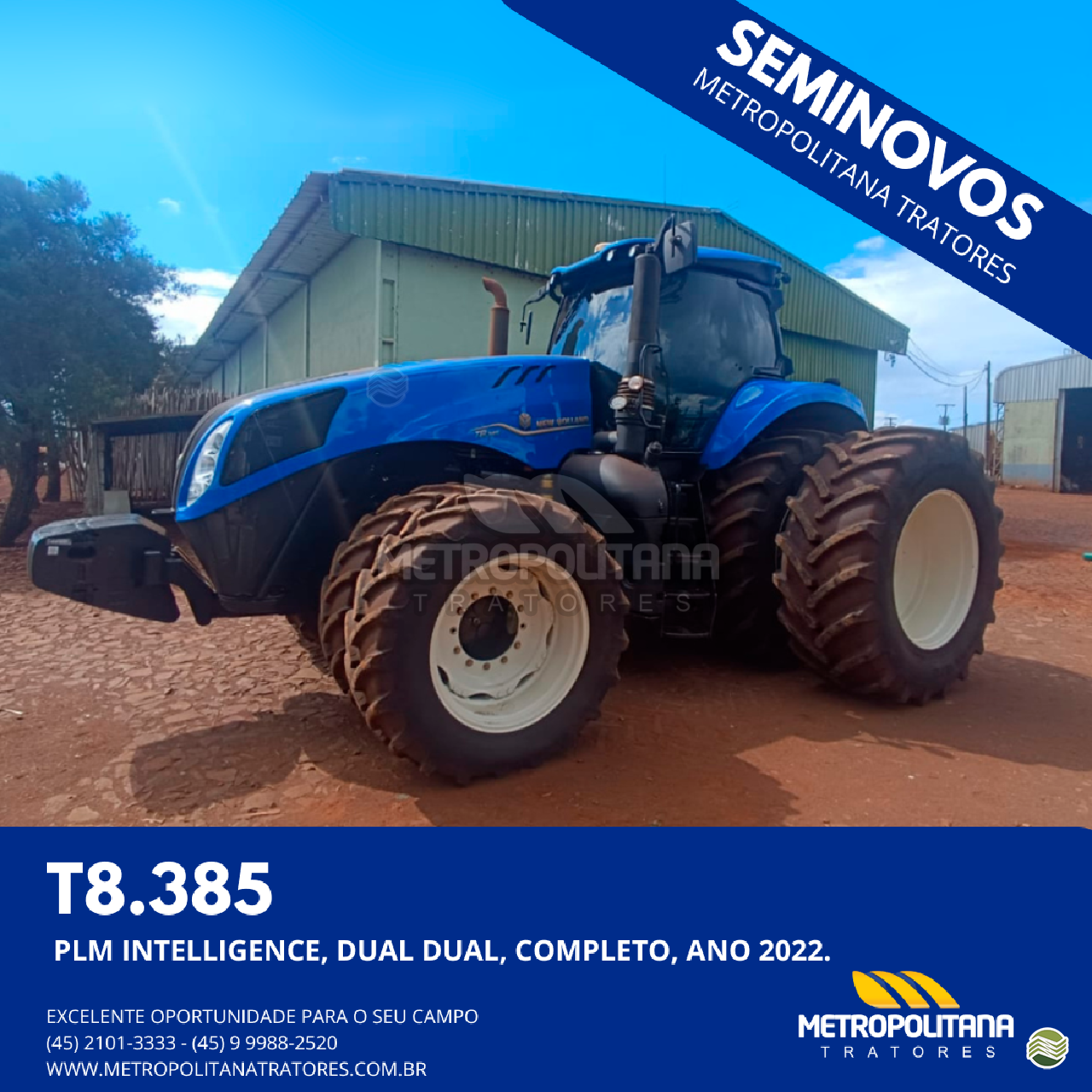 TRATOR NEW HOLLAND NEW T8 385 Tração 4x4 Metropolitana Tratores - New Holland CASCAVEL PARANÁ PR